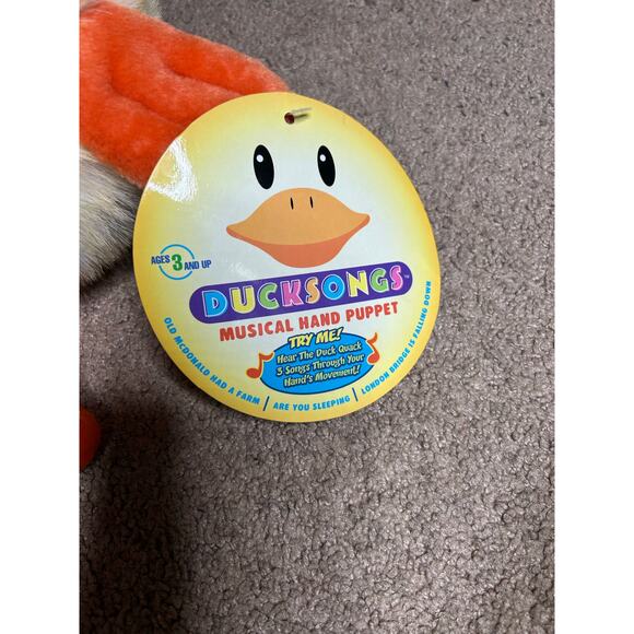 DuckSongs Musical Hand Puppet Plush Quacking Duck Sings Quacks 3 Nursery Rhymes - Picture 2 of 7